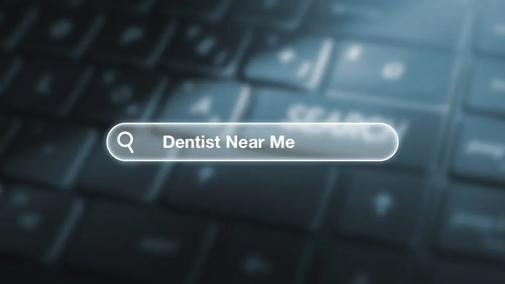 Search bar reading “Dentist near me”