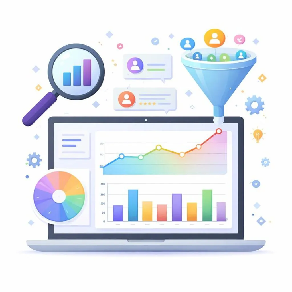 Lead tracking and analytics dashboard illustration