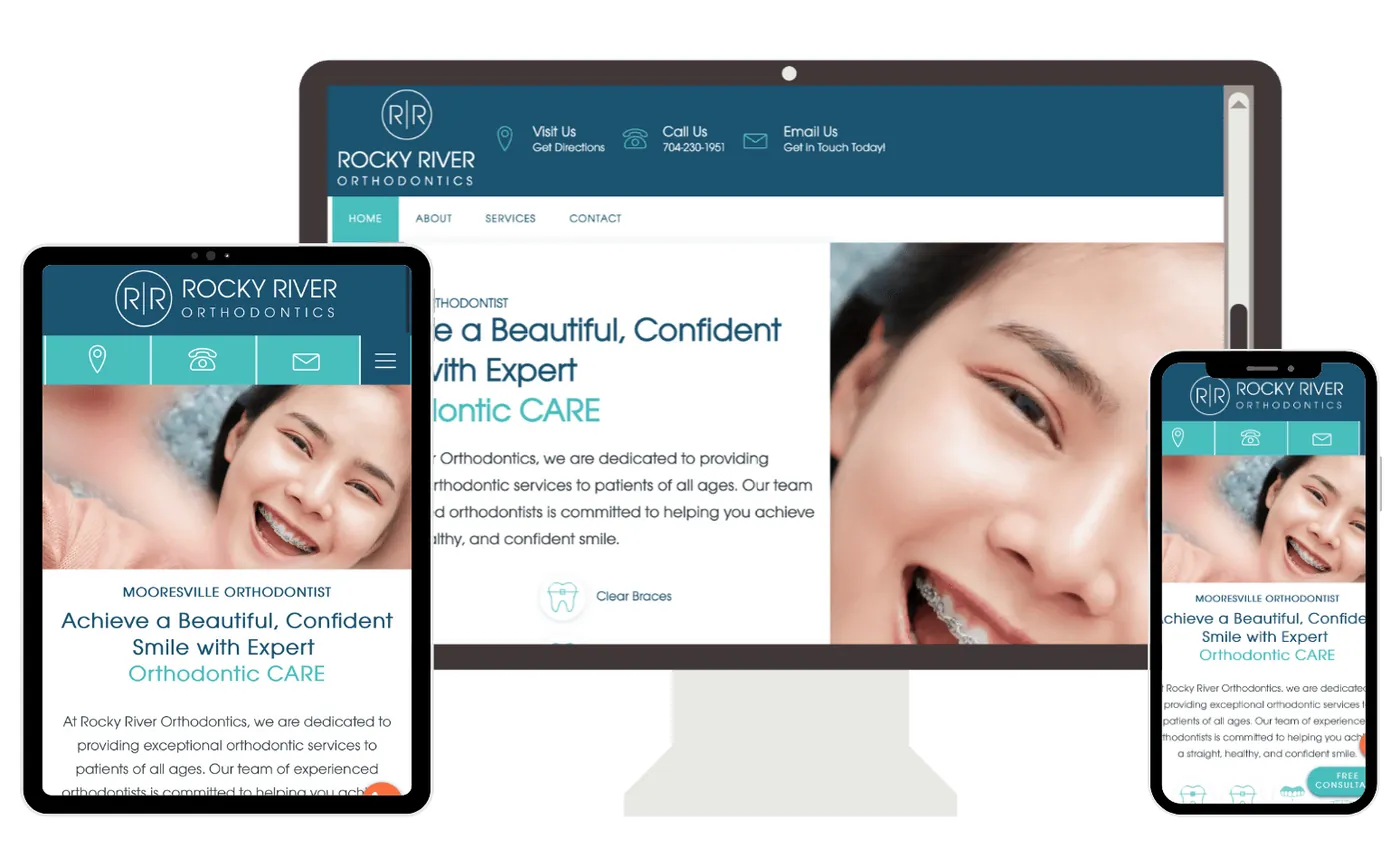 Rocky River Orthodontics website on multiple devices