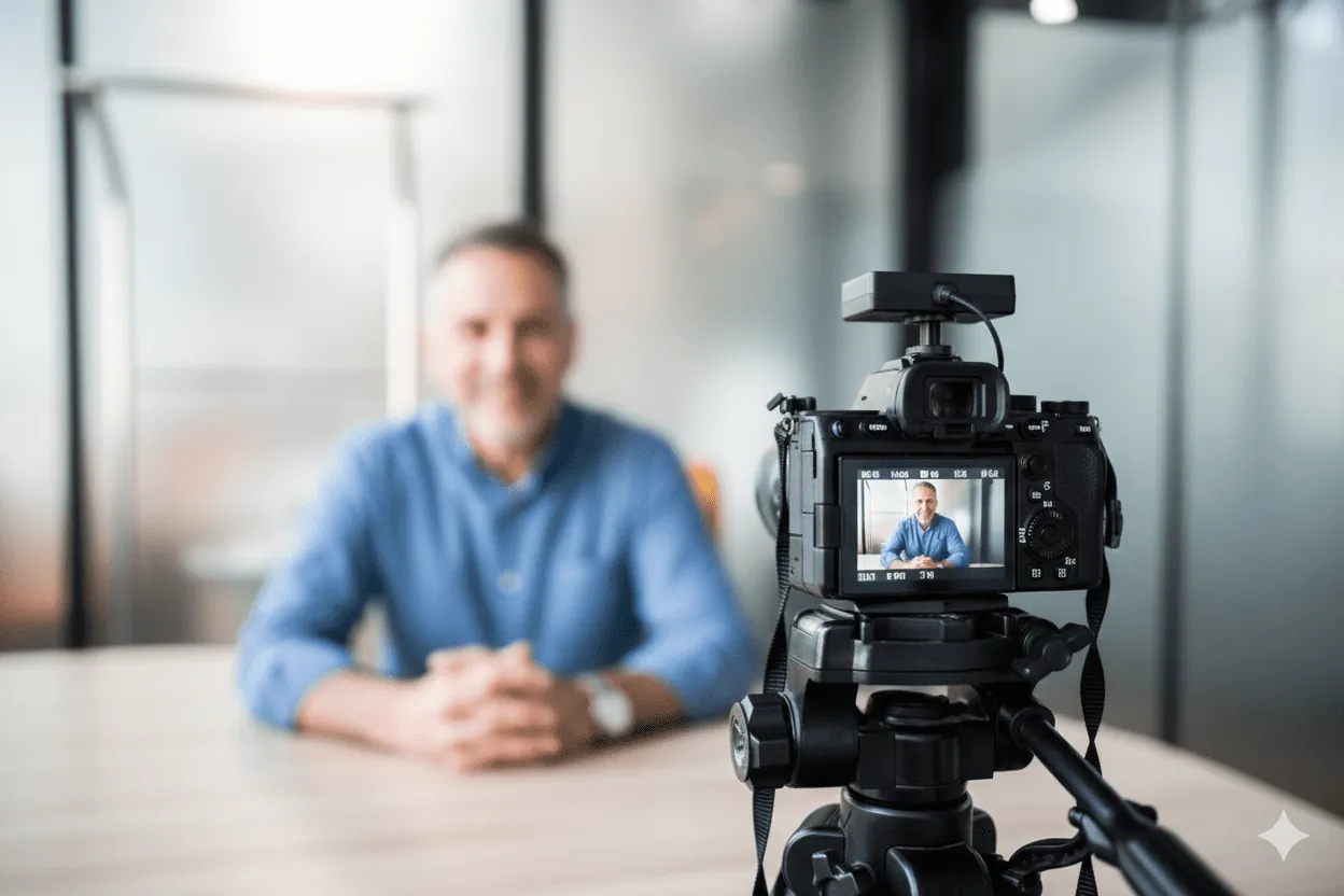 Practice owner filmed on a professional camera